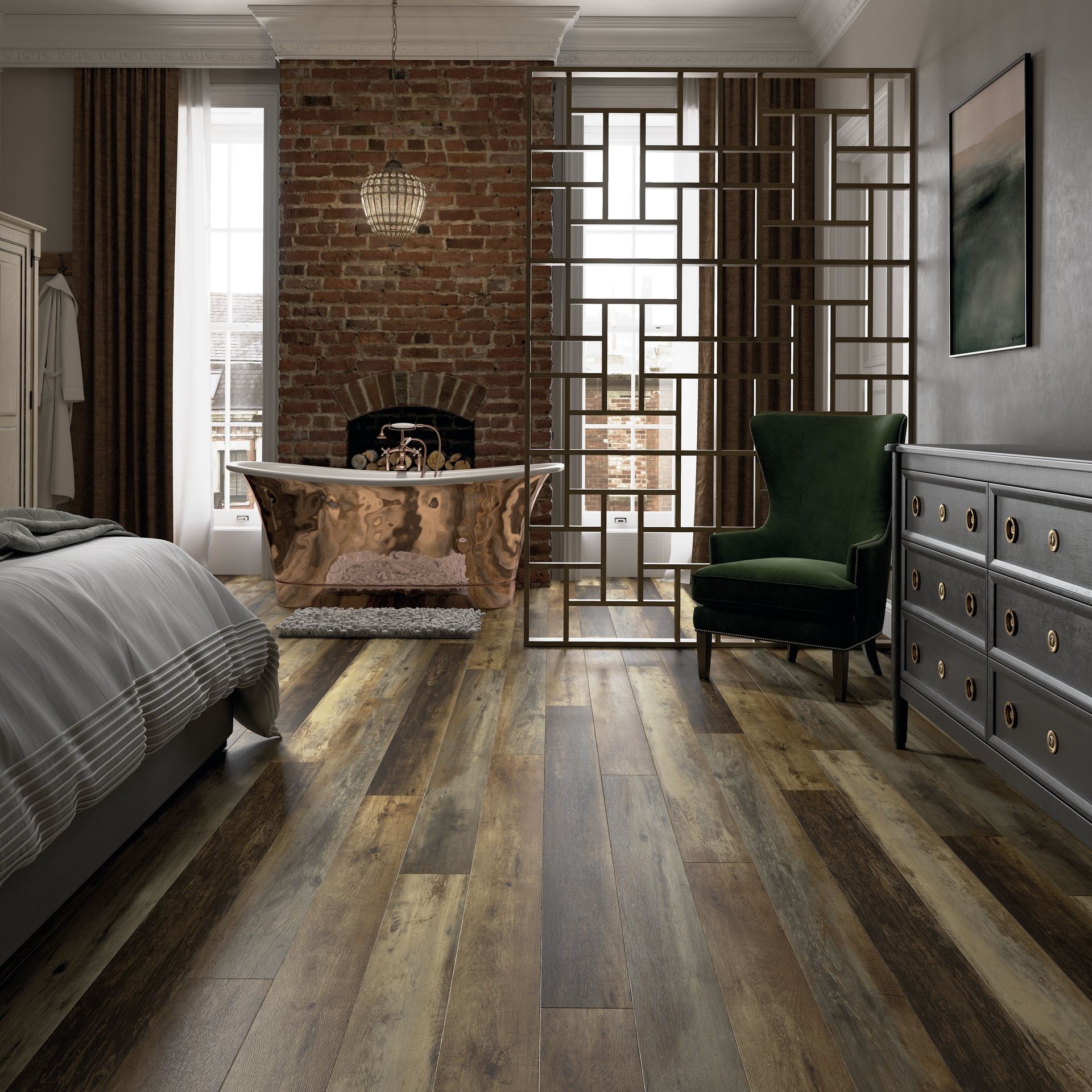 Polyflor Expona Design Rustic Spiced, Rustic Spiced Oak Laminate Wood Flooring
