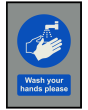 Wash your Hands COVID19 Mat Grey 85cm x 60cm
