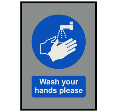 Wash your Hands COVID19 Mat Grey 85cm x 60cm