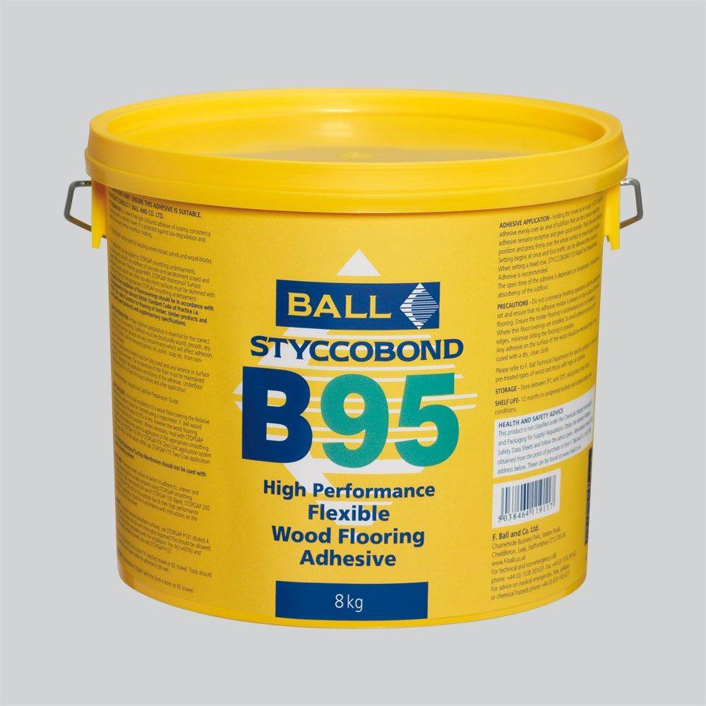 F Ball Styccobond B95 Flexible Wood Flooring Adhesive 8kg