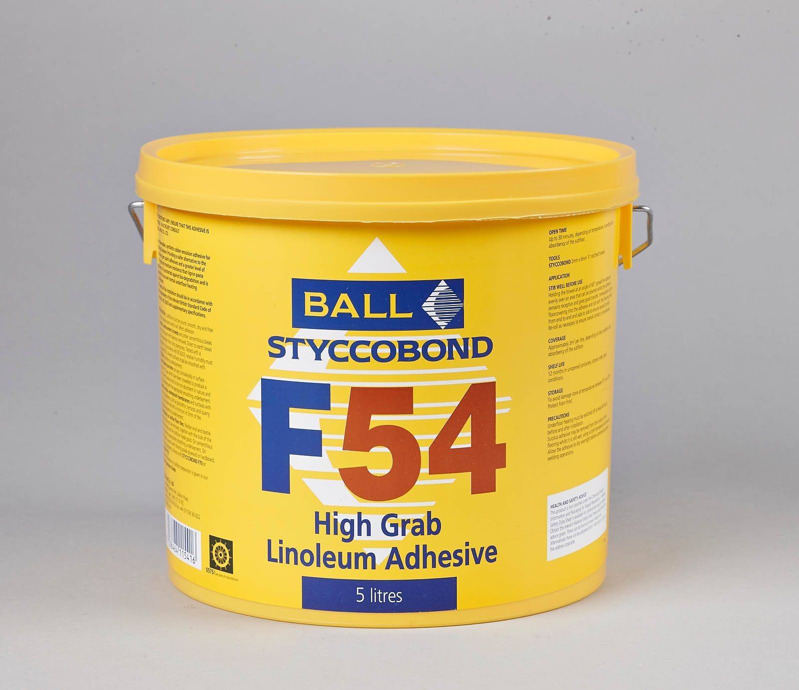 F Ball Styccobond F54 High Grab Linoleum Adhesive 5L
